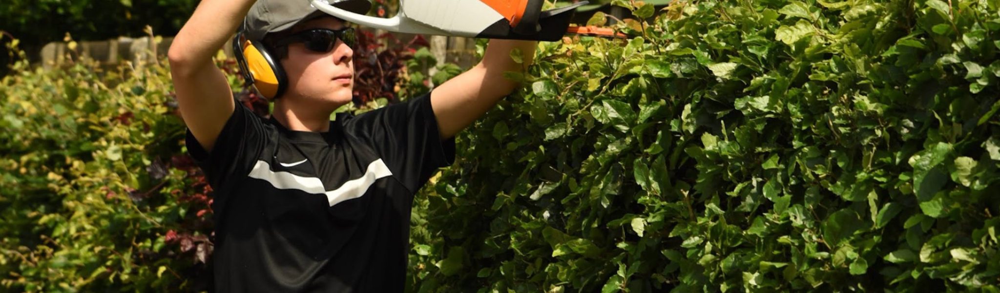 Close-up shot of a person holding the best hedge trimmers.
